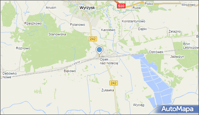 mapa Osiek nad Notecią, Osiek nad Notecią na mapie Targeo